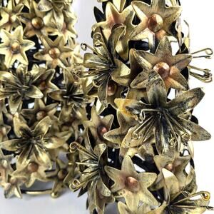 Extra Large Christmas Tree Holiday Centerpiece Decor x2 Gold Flowers Bronze Tone